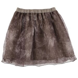 New! LE PETIT COCO 8 Taupe Etch Patrern Silk Algeria Drew Skirt Overlay